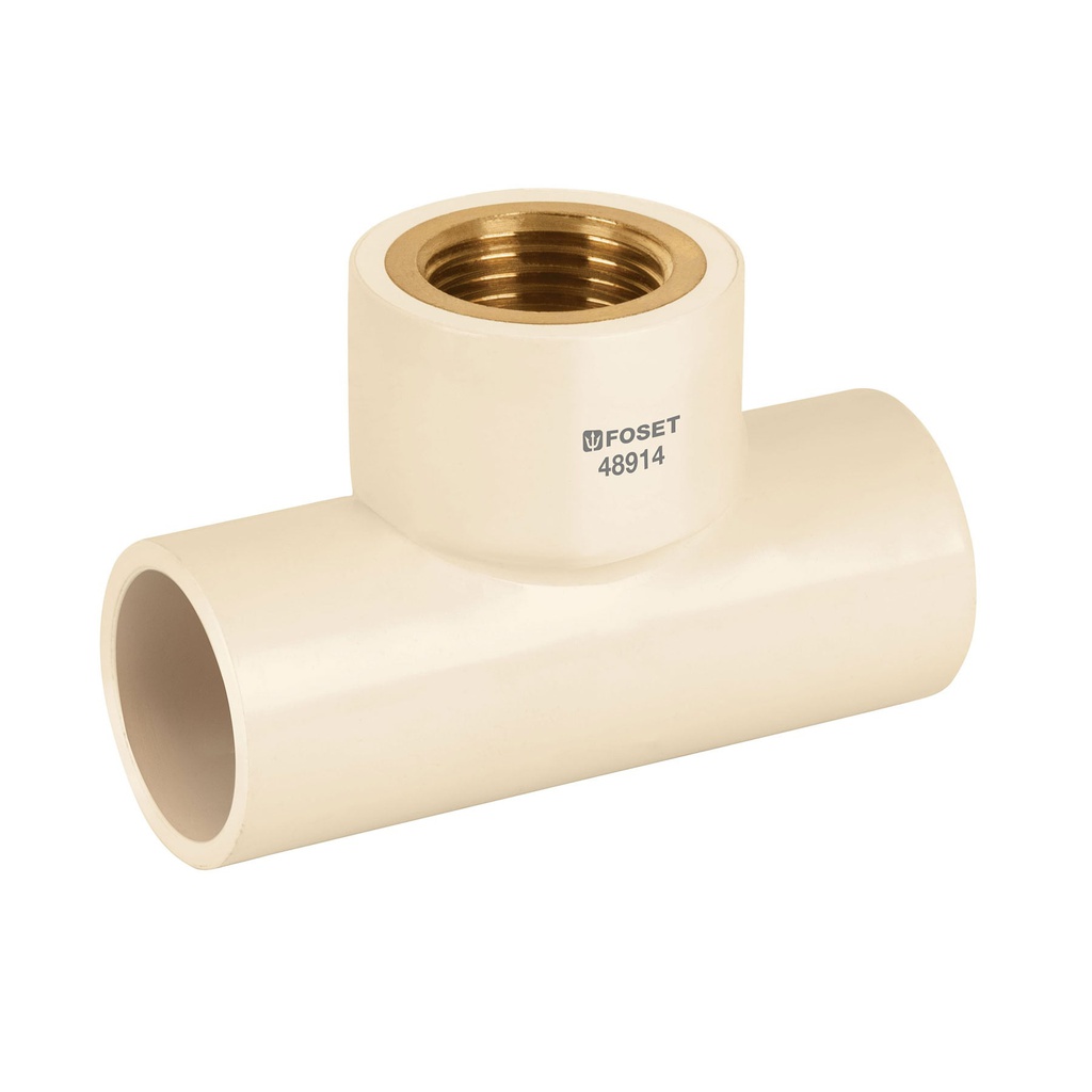 Tee rosca central hembra CPVC 1/2' inserto laton, Foset