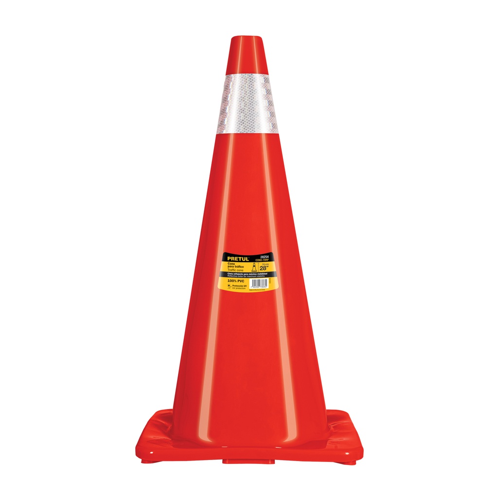 Cono de precaucion de 70 cm de PVC con reflejante, Pretul