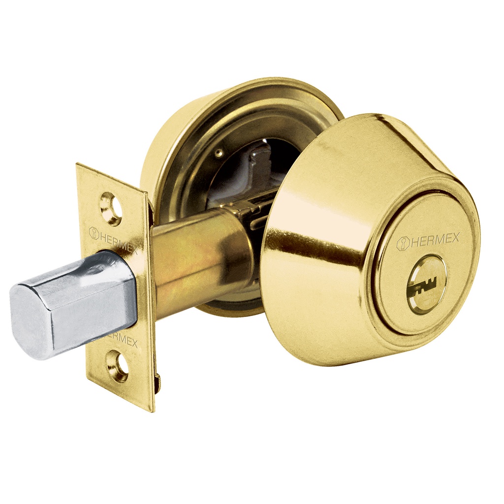 Cerrojo llave-llave laton brillante, llave de puntos, Hermex