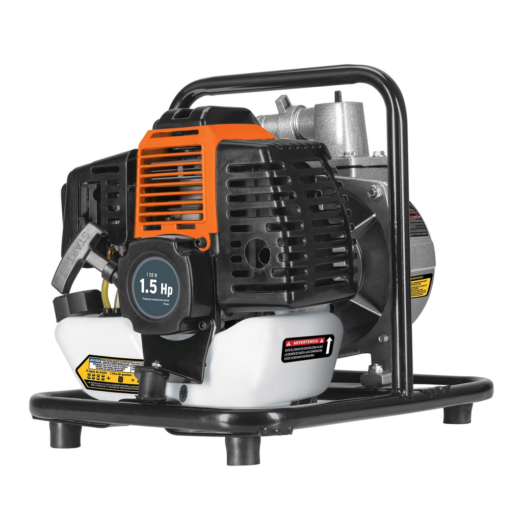 Motobomba autocebante 1' x 1' a gasolina 1-1/2 HP, 2 tiempos