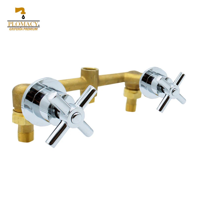 Mezcladora Para Regadera/Tina Con Manerales Tipo Cruz  Plomacy  (MREMC)