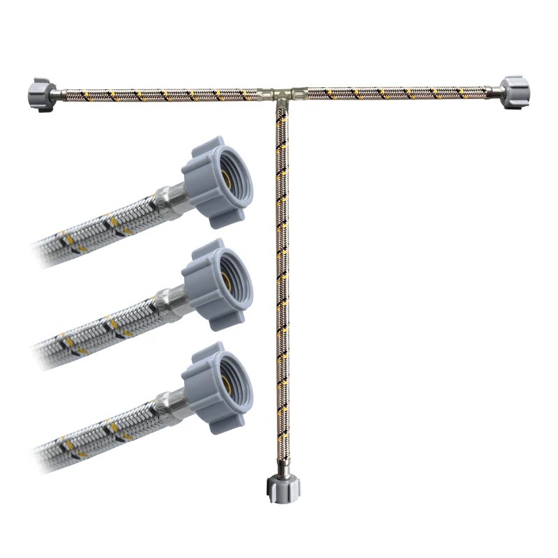 Manguera Flexible Tipo "T" 1/2" AM X 1/2" AM X 1/2" AM Acero Inox. Plomacy (CFT13)