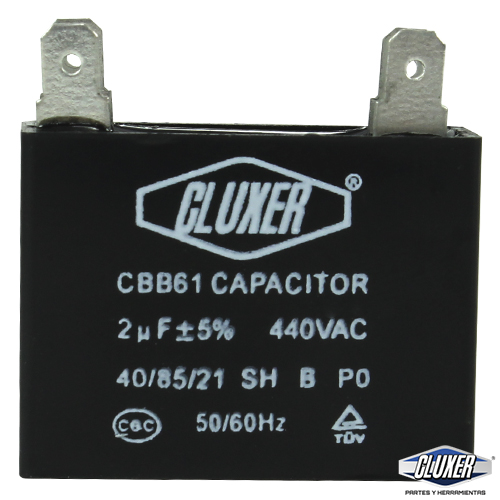 Capacitor de Ventilador 2.5Mf, Dual 440-370vac, +-5%, 50/60Hz, Modelo: CXCP44025 Marca CLUXER