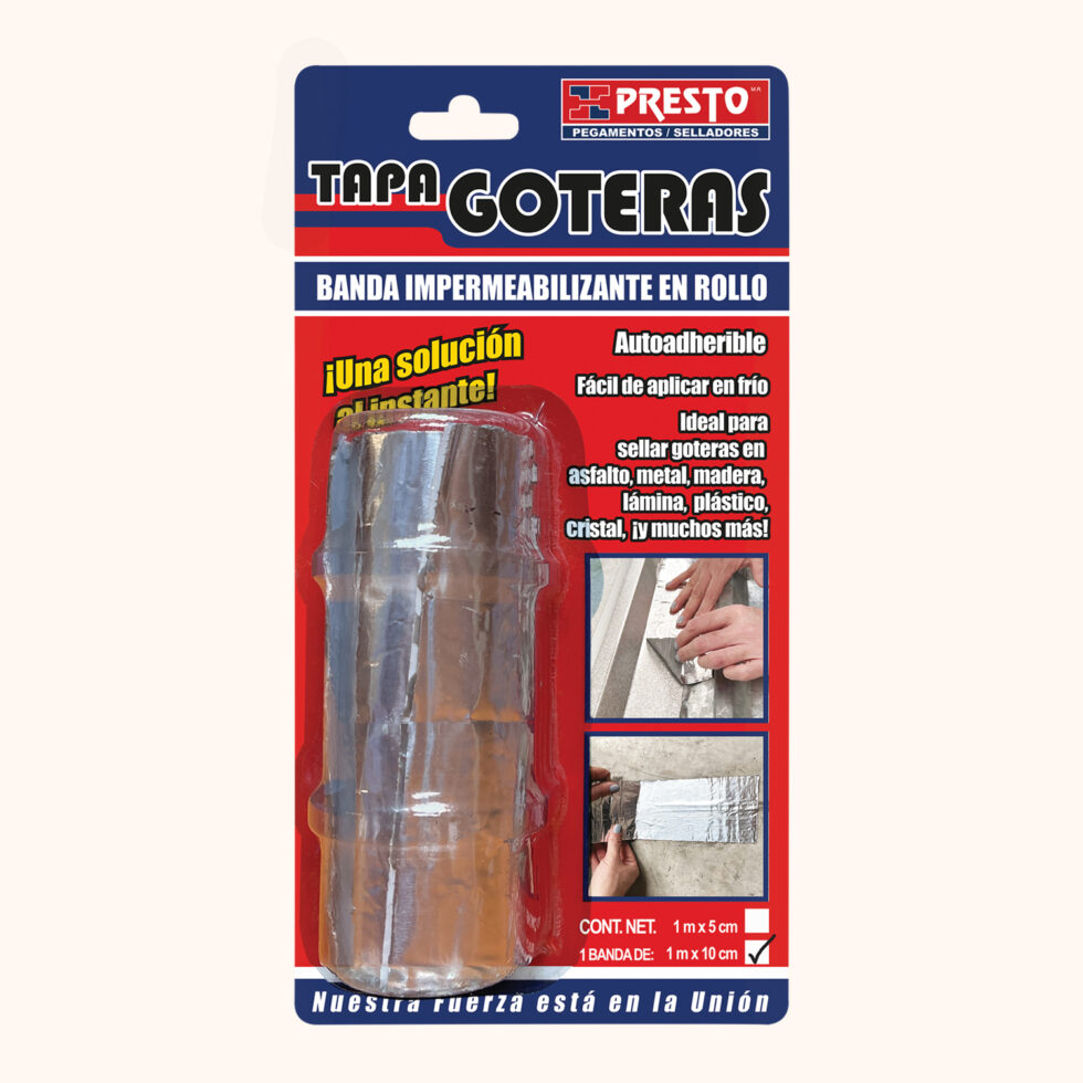 PRESTO TAPA GOTERAS ROLLO 1 MT  X  10 CM