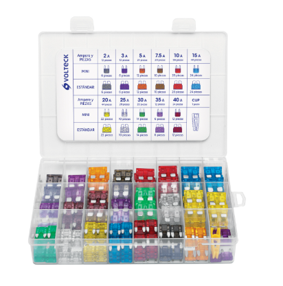 Juego de fusibles automotrices estándar y mini, 300 pz