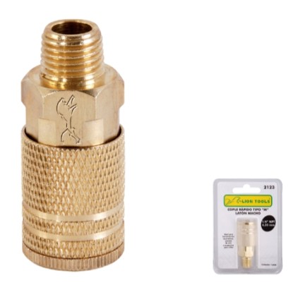 COPLE NEUMATICO RAPIDO TIPO M LATON 1/4 MACHO LT LION TOOLS