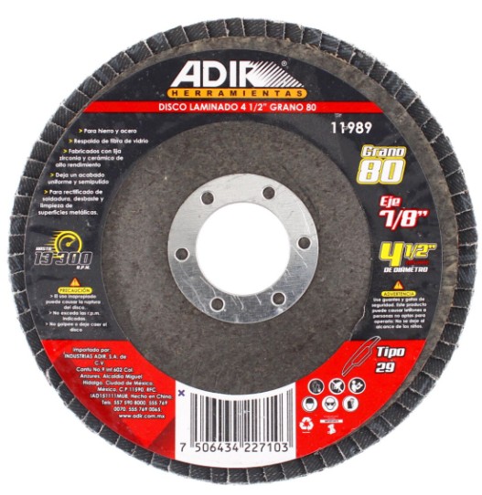DISCO LAMINADO 4 1/2 GRANO 80 ADIR