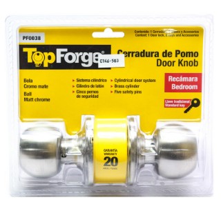 CERRADURA DE POMO BARI ENTRADA/RECAMARA CROMO MATE