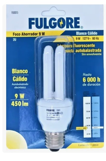 FOCO AHORRADOR TIPO 2U 9W BLAN