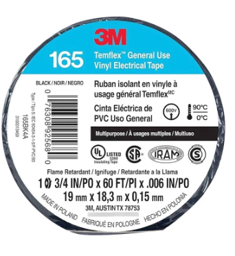 925680 CINTA ELECTRICA DE PVC DE USO GENERAL 3M TEMFLEX 165