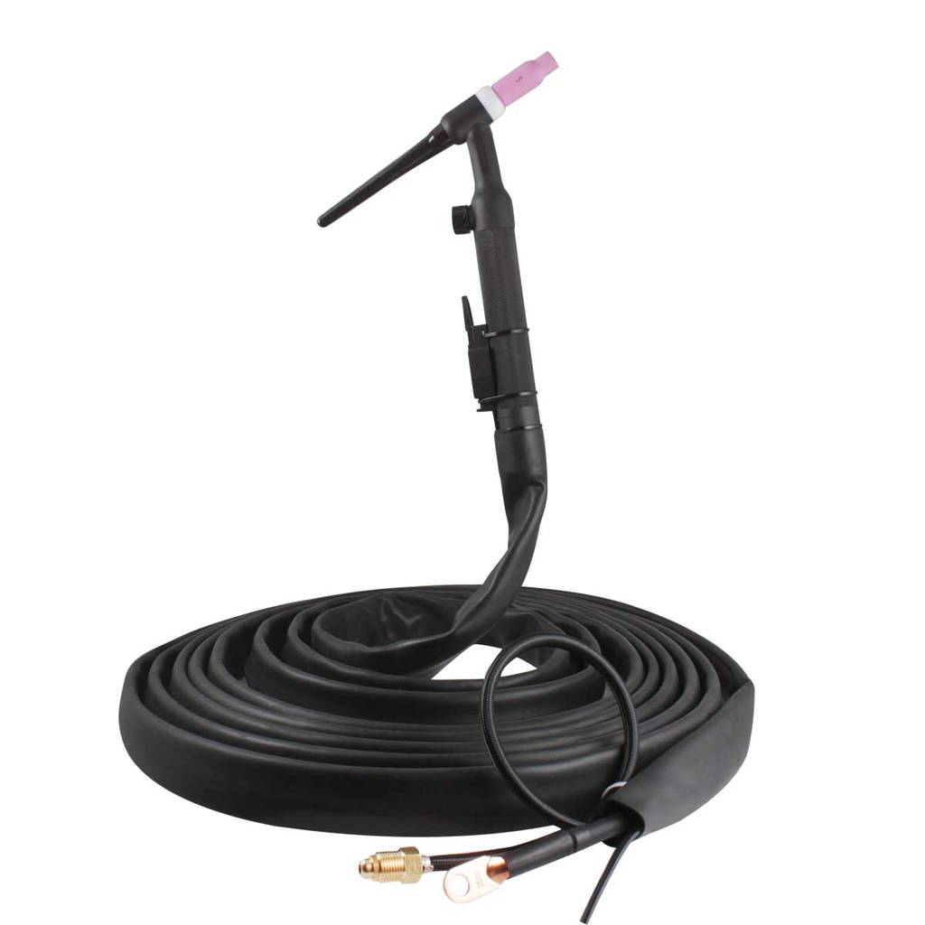 ANTORCHA TIG S26 C/VALVULA C/SWITCH 25FT, FLEXIBLE C/2 CABLES WP-26FV-25-CS
