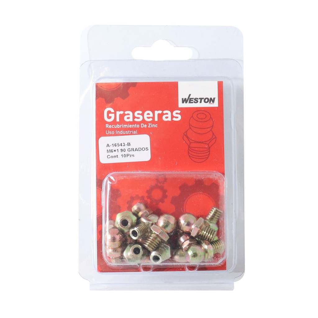 GRASERA M6 X 1 90 GRADOS BLISTER DE 10 PIEZAS