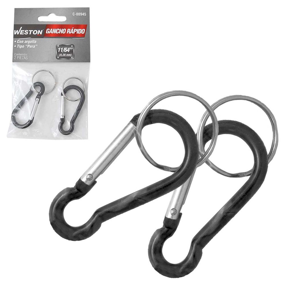GANCHO RAPIDO C/ARGOLLA TIPO PERA 7MMX70MM (PRECIO X PIEZA - EMPAQUE GRANEL)