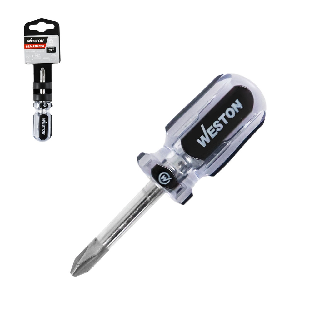 DESARMADOR T/TROMPO PHILLIPS 1/4 X 1-1/2" MANGO PVC ASME-B107.600 (CAJA C/6 PZAS - PRECIO X PIEZA)