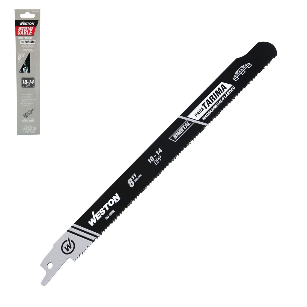 SEGUETA SABLE BIMETALICA DESARMADORA DE TARIMAS 8" 10/14DPP (JGO C/5 PZS)