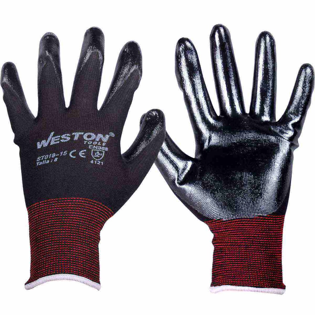 GUANTE NYLON C/NITRILO NORMAL 13G NEGRO TALLA 9 (Precio x par - Empaque c/10 pares)