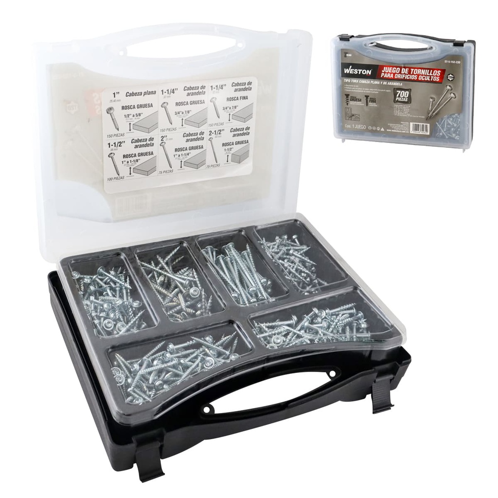 JUEGO DE 700 TORNILLOS T20 C/ESTUCHE