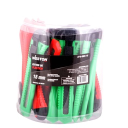 [ST-6-300-115] CUTER PLASTICO 18MM - BOTE C/28 PZAS (PRECIO X BOTE)