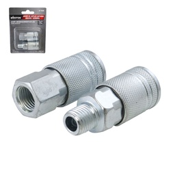 [W-70486] JUEGO DE COPLES RAPIDO MACHO/HEMBRA DE ACERO CROMADO 1/4" NPT INDUSTRIAL