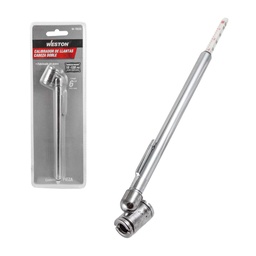 [W-70535] CALIBRADOR DE LLANTAS CABEZA DOBLE D/METAL C/CLIP 10 - 120PSI LARGO 6"