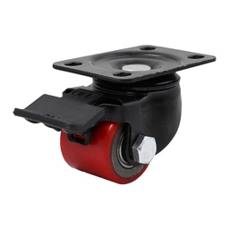 [Y-1034-75] RODAJA FIERRO VACIADO C/PU ROJA GIR. C/FRENO HORQUILLA NEGRA 3" (75X40MM)