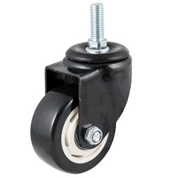 [Y-2041-65] RODAJA DE PVC NEGRO GIRATORIA C/ESPIGA ROSCADA 2-1/2" (65X32MM)