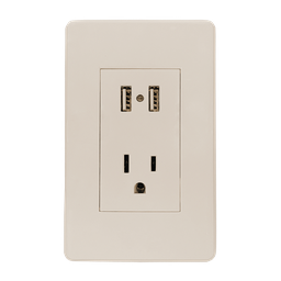 [8840936] CONTACTO POLARIZADO Y DOS ENTRADAS USB CON PLACA MARFIL 15 A 125 V