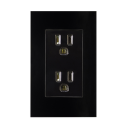 [8843925] CONTACTO DOBLE ATERRIZADO CON PLACA DE ACRILICO NEGRO 72MM 127V~ 10A