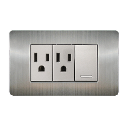 [8841940] APAGADOR Y CONTACTO DOBLE CON PLACA DE ACERO INOXIDABLE 24 MM