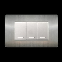 [8841955] 2 APAGADORES ESCALERA Y 1 SENCILLO CON PLACA DE ACERO INOXIDABLE 24 mm