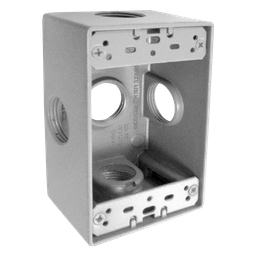 [9840070] CAJA RECTANGULAR DE ALUMINIO TIPO X CON 5 ORIFICIOS DE 1/2”