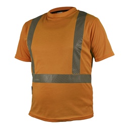 [ECO-110ANCRGD] CAMISA ECOFRIENDLY CUELLO REDONDO ANARANJADA C/REFLEJANTE T MD.