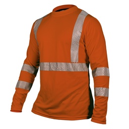 [ECO-111ANCR2XG] CAMISA ECOFRIENDLY MANGA LARGA CUELLO REDONDO ANARANJADA C/REFLEJANTE T-2XG.