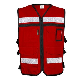 [SR-2020RCRCH] CHALECO ROJO ABIERTO TIPO RESCATISTA DE ALGODON TALLA CH