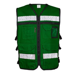 [SR-2020VCRXG] CHALECO VERDE ABIERTO TIPO RESCATISTA DE ALGODON TALLA XG