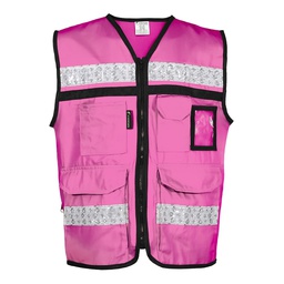 [SR-2030ROCRMD] CHALECO RESCATISTA CERRADO ROSA 100% ALGODON C/ REF TALLA MD