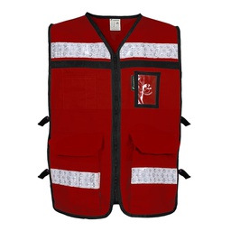 [ECO-2040GUCRCH] CHALECO RESCATISTA ABIERTO GUINDO ALGODON/POLIESTER CON REFLEJANTE TALLA CH