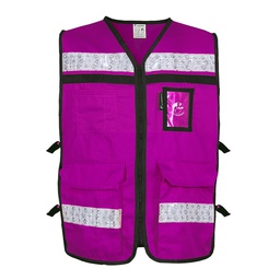 [ECO-2040MOCRXG] CHALECO RESCATISTA ABIERTO MORADO ALGODON/POLIESTER CON REFLEJANTE TALLA XG