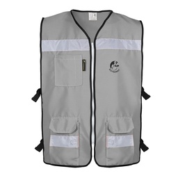 [ECO-3040GRCRMD] CHALECO RESCATISTA ABIERTO GRIS ALGODON/POLIESTER CON REFLEJANTE TALLA MD