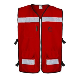 [ECO-3040RCRMD] CHALECO RESCATISTA ABIERTO ROJO ALGODON/POLIESTER CON REFLEJANTE TALLA MD