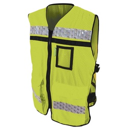 [ECO-2047AMCRPMD] CHALECO ECOFRIENDLY RESCATISTA JERSEY AMARILLO C/REF PLASTICO GRIS DE 2" TALLA MD