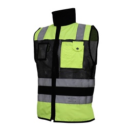 [ECO-1330AMNCR2X] CHALECO DE MALLA ECOFRIENDLY EJECUTIVO DE TRABAJO, ANSI TIPO O CLASE 1, HIGH VISIBILIY AMARILLO/NEGRO T-2XG.