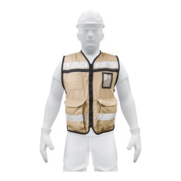 [14668] Chaleco brigadista con cintas reflejantes, color beige