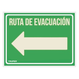 [18369] Letrero de señalizacion 'RUTA EVACUACION IZQUIERDA',21x28 cm