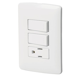 [46456] Placa armada contacto 2 interruptores,blanco, linea Italiana