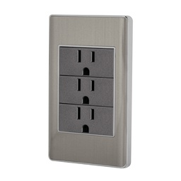 [47850] Placa armada acero inox 3 contactos 1 modulo, Lisboa