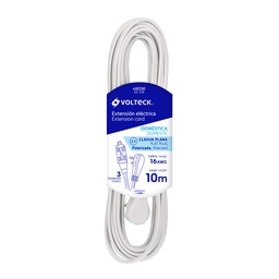 [48036] Extension electrica domestica 10 m blanca con clavija plana