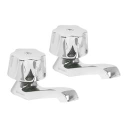 [49234] Juego 2 llaves individuales para lavabo, manerales metalicos