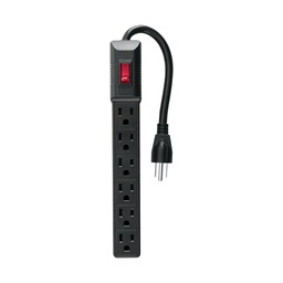 [49860] Multicontacto 16 AWG domestico economico 6 entradas, negro