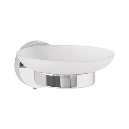 [45964] Jabonera metalica cromo con plato de vidrio, Foset Tubig